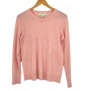 White + Warren Cashmere Pink Marled Pullover Ribbed Trim Crewneck Sweater Small